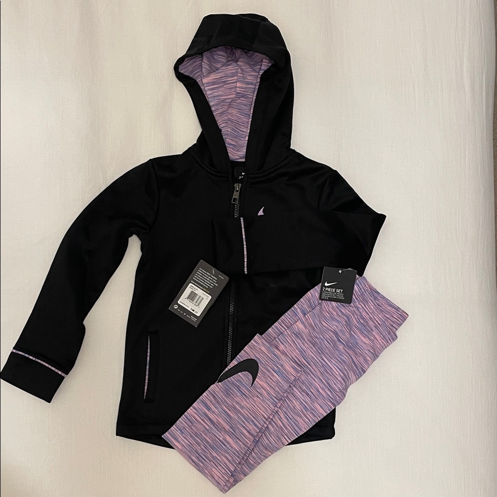 Nike Black and Purple Hooded Set
